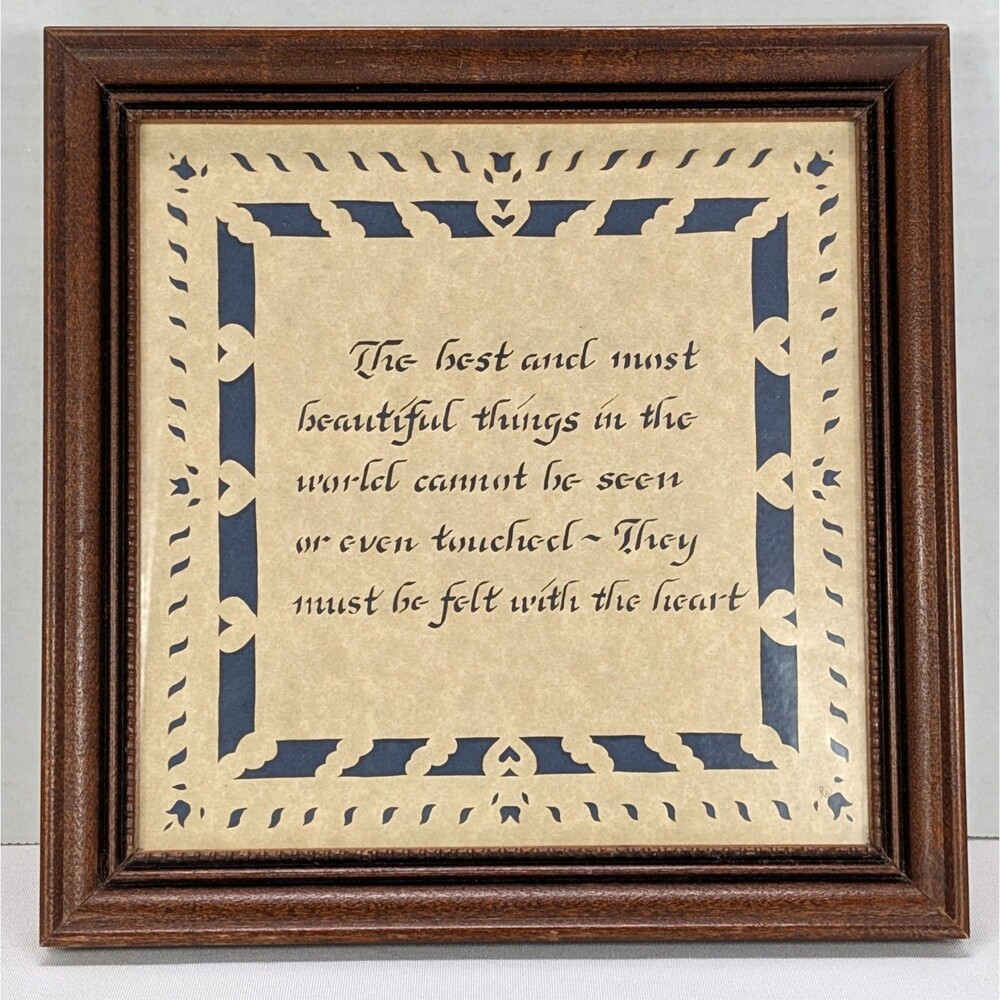 Vintage Scherenschnitte Framed Scissor Art Regina Walters Beautiful Heart Quote